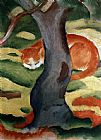 Katze unter einem Baum by Franz Marc